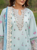 Blue-Chandan Nagri Lawn Embroidered Stitched 3-Piece Suit-Azaria