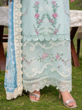 Blue-Chandan Nagri Lawn Embroidered Stitched 3-Piece Suit-Azaria