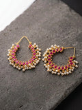 Pink white and golden-Orya Jewellery Earrings-Ruby Pink E68