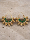 Golden white and Green-Orya Jewellery Pearl Zircon Earrings-Emerald Green E69