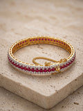 Orya Jewellery Zircon Gold Bangle-Ruby Red B18