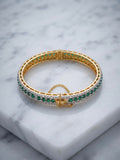 Orya Jewellery Zircon Gold Bangle-Emerald Green B19