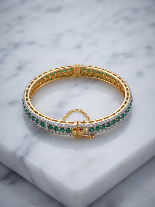Orya Jewellery Zircon Gold Bangle-Emerald Green B19