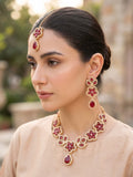 Orya Jewellery Zircon Flower Teardrop Jewellery Set-Ruby Red S23