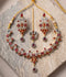 Orya Jewellery Zircon Flower Teardrop Jewellery Set-Ruby Red S24