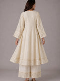 Ivory HEM Chiffon Embroidered Stitched 3-Piece Suit-Nayyaab