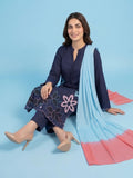 Blue Duas Boutique Linen Embroidered Stitched 3-Piece Suit-Aab-e-neel