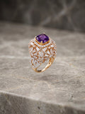 Orya Jewellery Adjustable Zircon Crest Ring-Purple R14