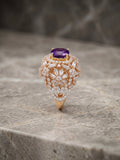 Orya Jewellery Adjustable Zircon Crest Ring-Purple R14