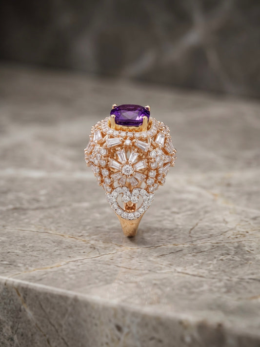 Orya Jewellery Adjustable Zircon Crest Ring-Purple R14