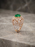 Orya Jewellery Adjustable Zircon Crest Ring-Emerald Green R13