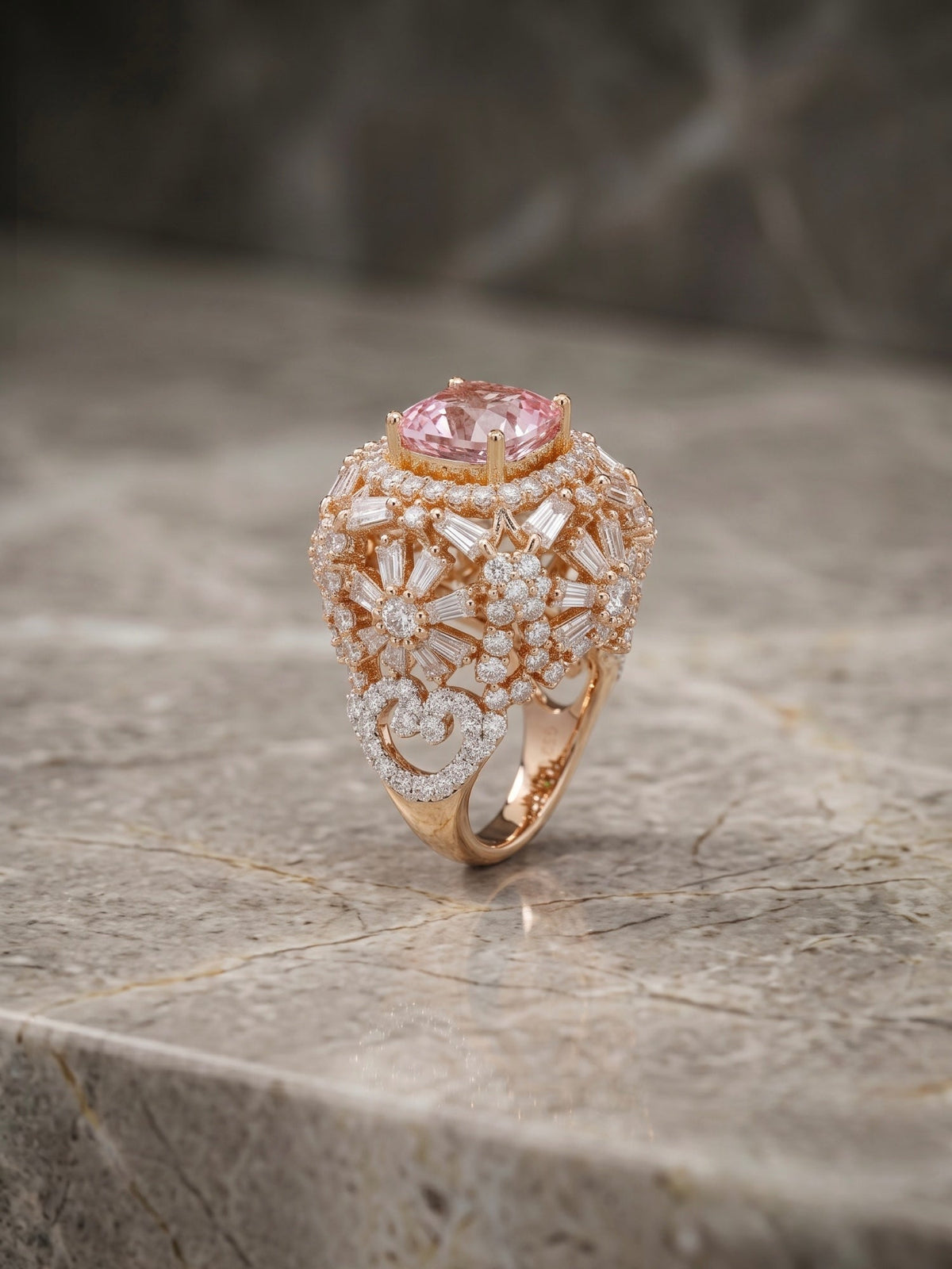 Orya Jewellery Adjustable Zircon Crest Ring-Pink R10