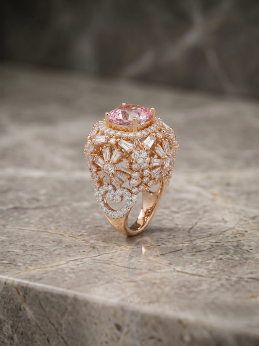 Orya Jewellery Adjustable Zircon Crest Ring-Pink R10