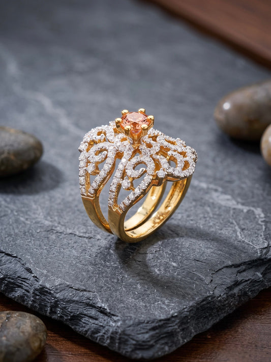 Orya Jewellery Adjustable Zircon Ring-Champagne R24
