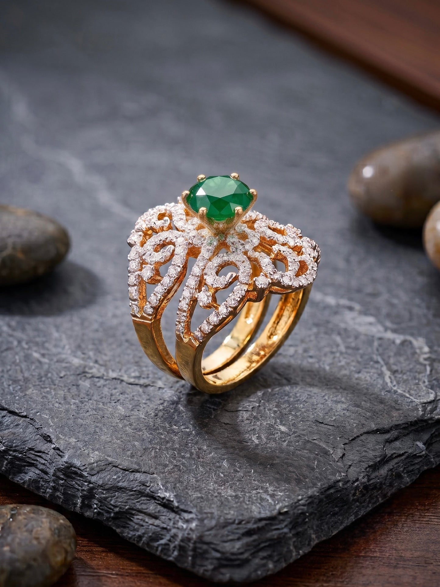 Orya Jewellery Adjustable Zircon Ring-Green R23
