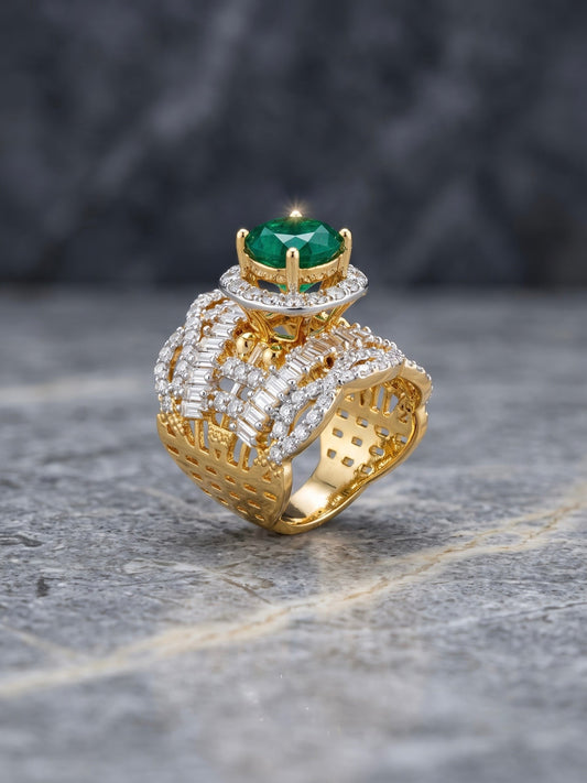 Orya Jewellery Adjustable Zircon Ring-Emerald Green R33