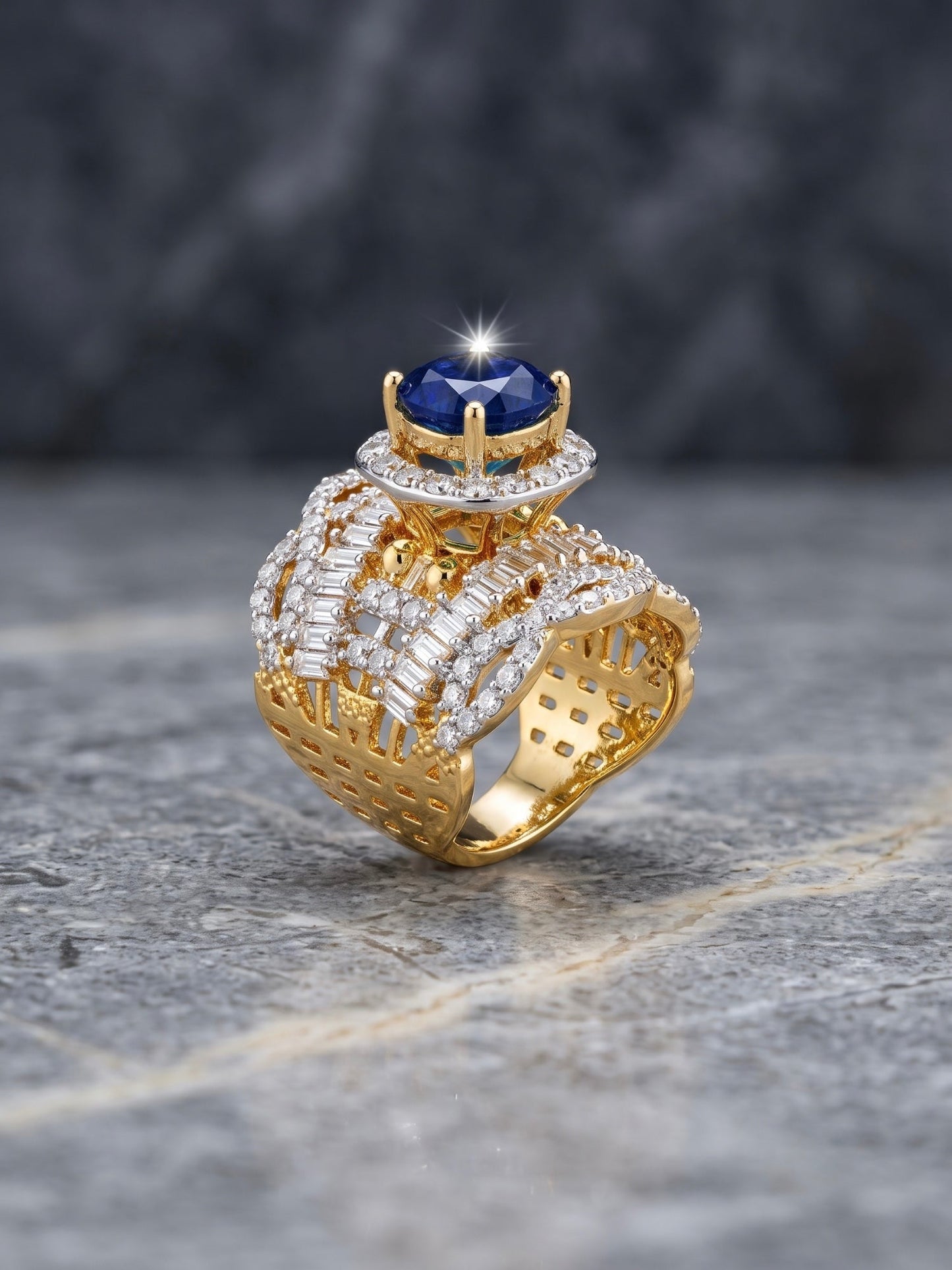 Orya Jewellery Adjustable Zircon Ring-Sapphire Blue R34
