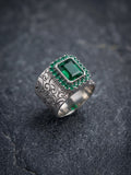 Orya Jewellery Adjustable Silver Ring-Emerald Green R47
