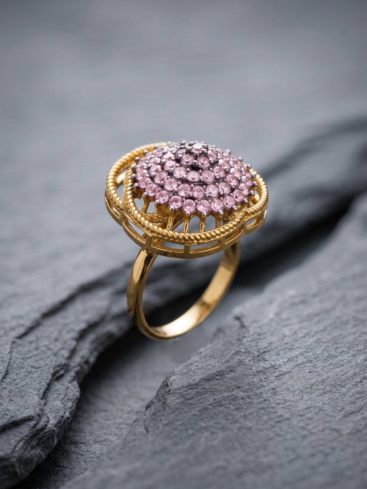 Orya Jewellery Adjustable Zircon Gold Ring-Lilac R30