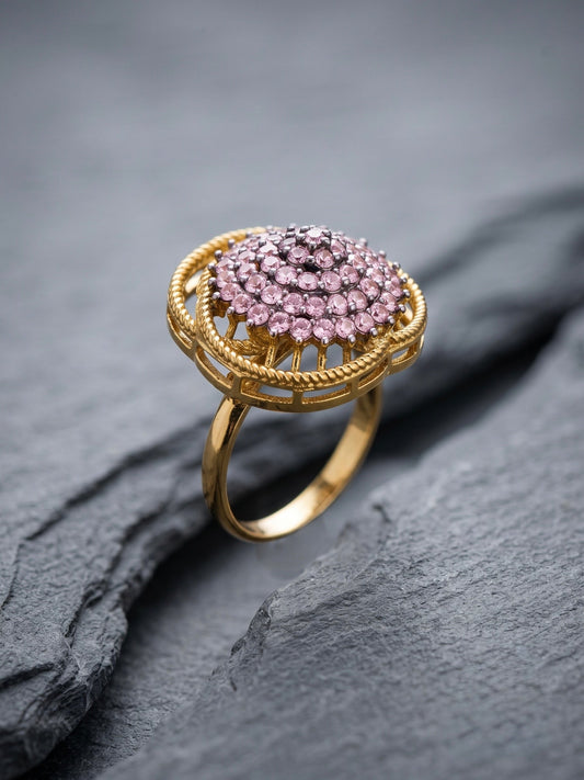 Orya Jewellery Adjustable Zircon Gold Ring-Lilac R30