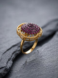Orya Jewellery Adjustable Zircon Gold Ring-Ruby Red R28