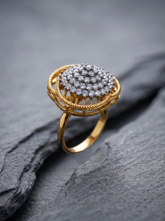 Orya Jewellery Adjustable Zircon Gold Ring-White Clear R29