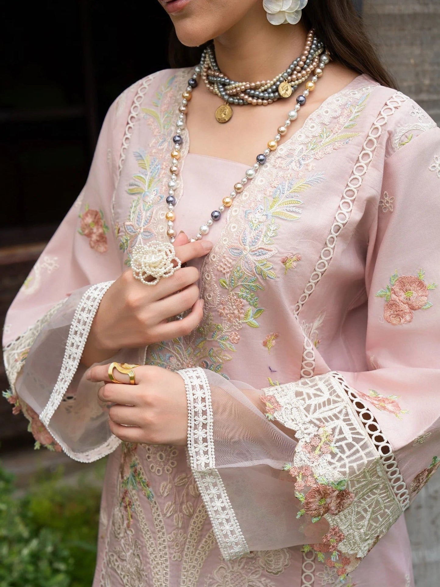 Pink-Chandan Nagri Lawn Cotton Embroidered Stitched 3-Piece Suit-Zoye Ira