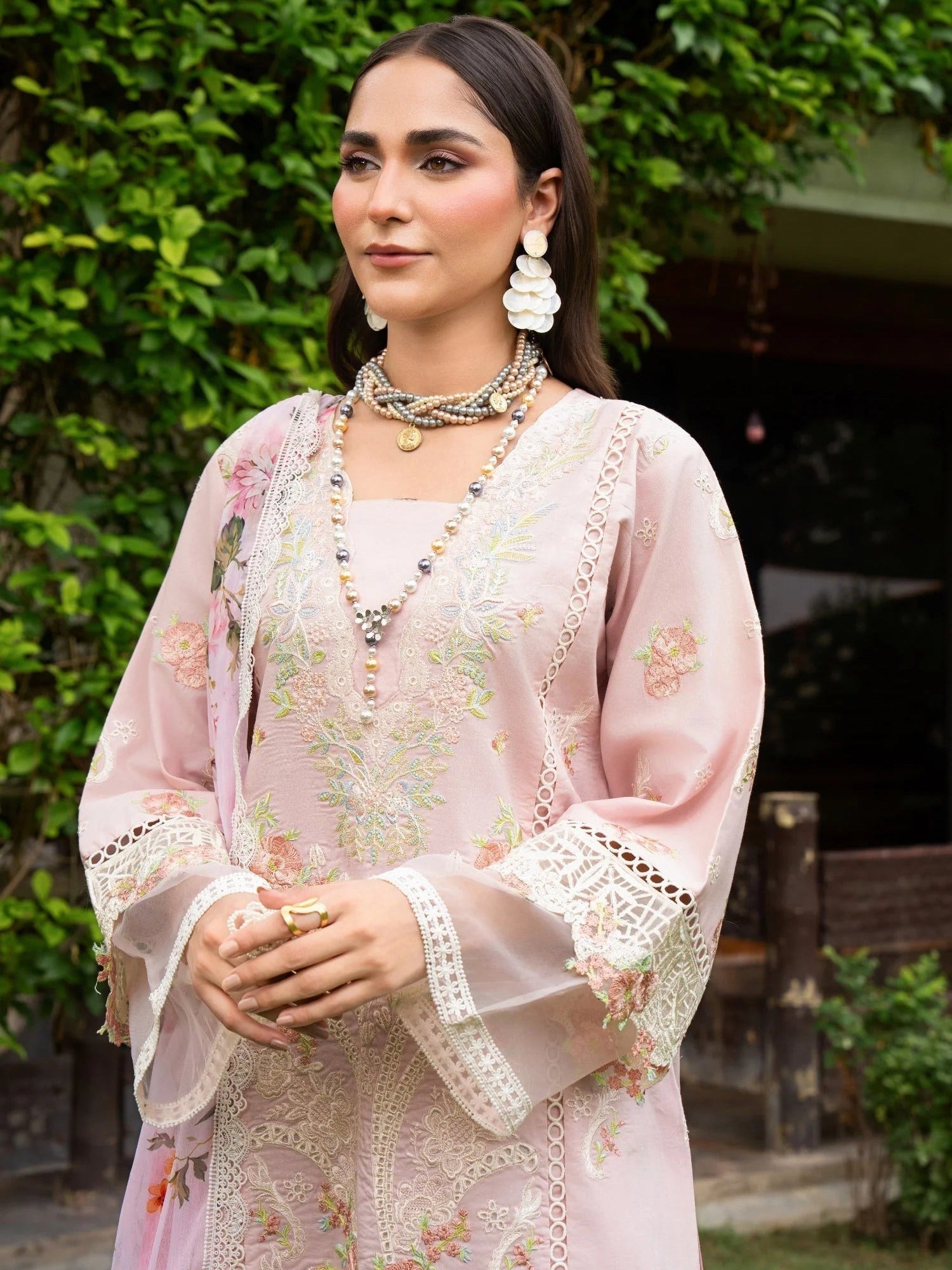 Pink-Chandan Nagri Lawn Cotton Embroidered Stitched 3-Piece Suit-Zoye Ira