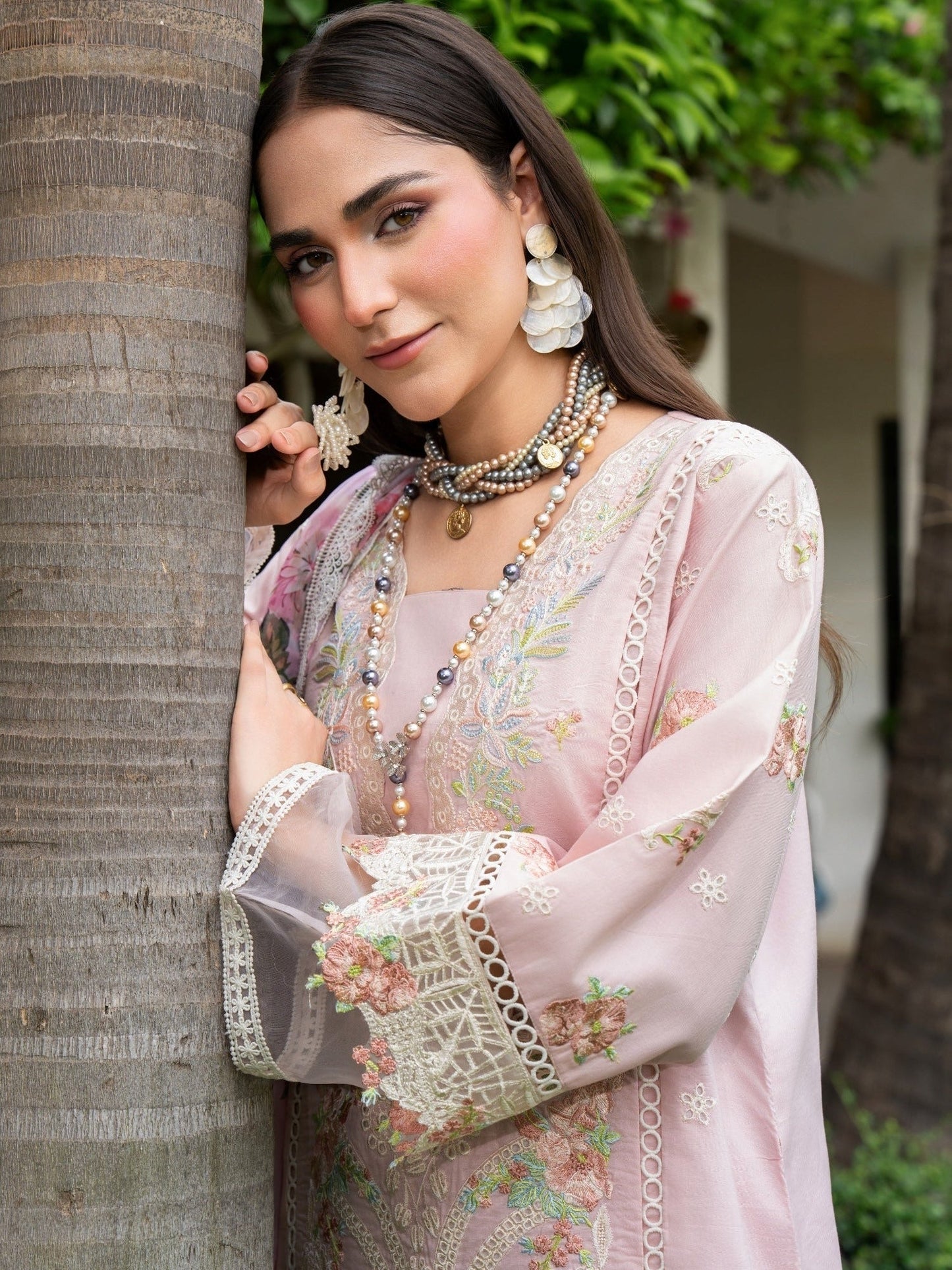 Pink-Chandan Nagri Lawn Cotton Embroidered Stitched 3-Piece Suit-Zoye Ira