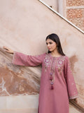 Pink Silai Libas Linen Embroidered Stitched 2-Piece Suit-Noorie