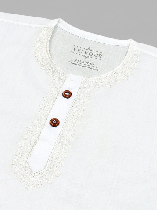 Velvour Boys Cotton Embroidered Stitched Kurta Pajama-VK12