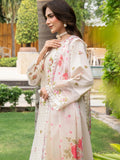 White Chandan Nagri Lawn Cotton Embroidered Stitched 3-Piece Suit-Floral Jade
