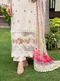 White Chandan Nagri Lawn Cotton Embroidered Stitched 3-Piece Suit-Floral Jade