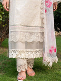 white-Chandan Nagri Lawn Cotton Embroidered Stitched 3-Piece Suit-Aura Spring