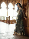 Grey-Hani & Umaima Pure Chiffon Embroidered Pishwas-Myera