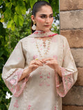 Cream and Pink-Chandan Nagri Lawn Cotton Embroidered Stitched 3-Piece Suit-Eclipse Veil