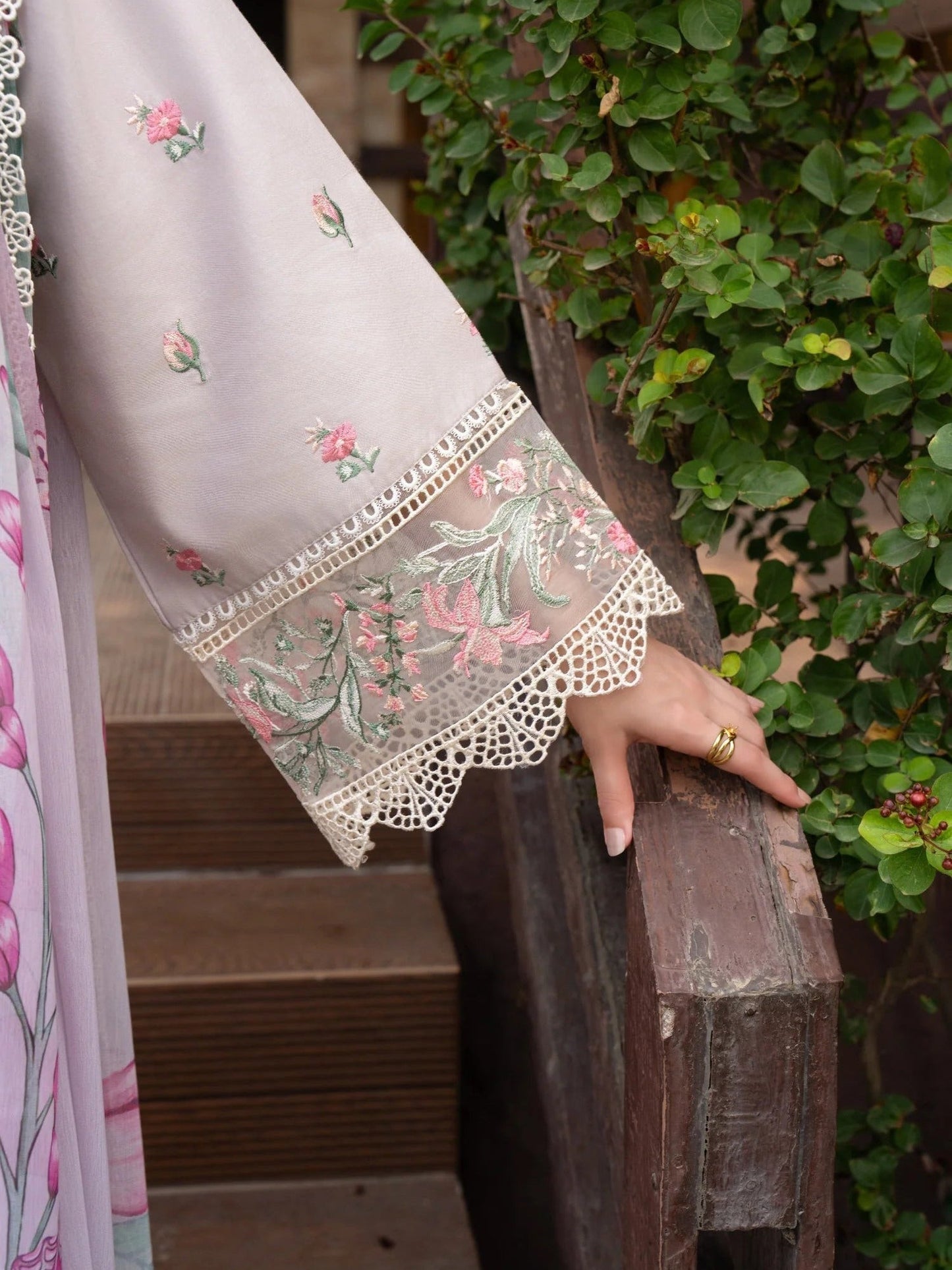 Purple-Chandan Nagri Lawn Cotton Embroidered Stitched 3-Piece Suit-Verdant glow