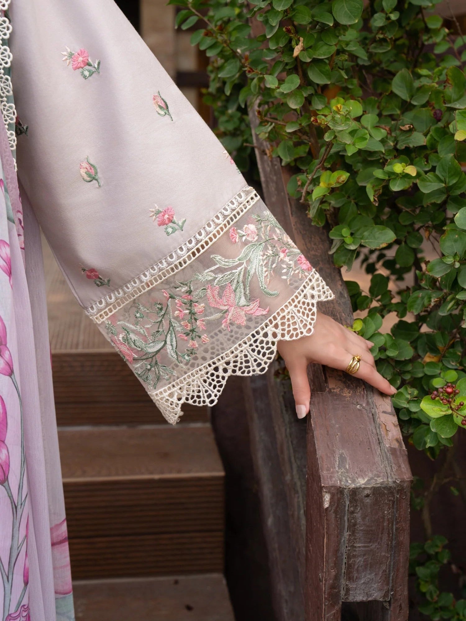 Purple-Chandan Nagri Lawn Cotton Embroidered Stitched 3-Piece Suit-Verdant glow