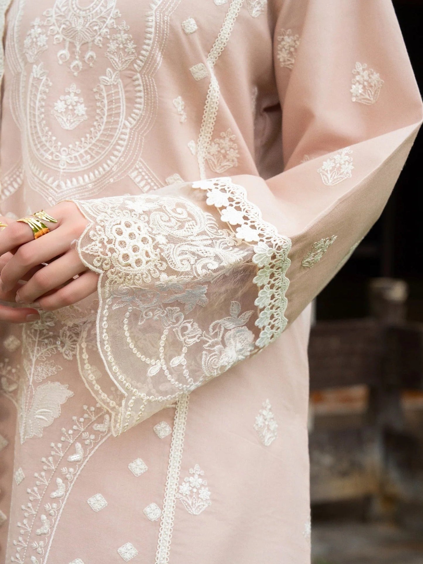 Pink-Chandan Nagri Lawn Cotton Embroidered Stitched 3-Piece Suit-Paradise tale