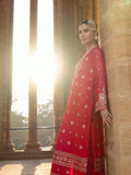 Pink Hani & Umaima Chiffon Embroidered Stitched 3-Piece Suit-Vaneeza