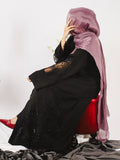 Black-Nourah Nida Embroidered Abaya-Mahal