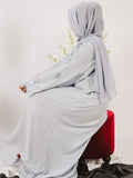 Grey-Nourah Moose Chiffon Embroidered Abaya-Fiza