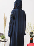 Blue-Nourah Korean Nida Embellished Abaya-Ayla