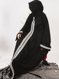 Black-Nourah Nida Embroidered Abaya-Kiran