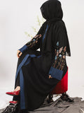 Black and Blue-Nourah Nida Embroidered Abaya-Tabassum