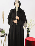 Black-Nourah Nida Embellished Abaya-Zara