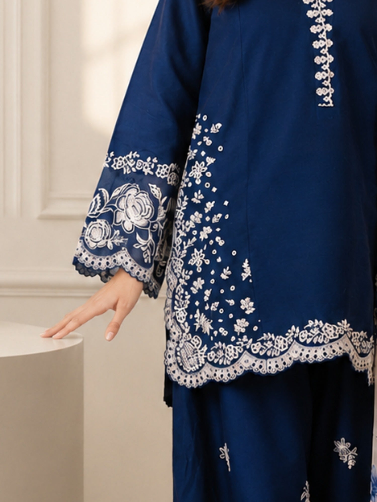Blue Alina Lime Lawn Embroidered Stitched 3-Piece Suit-Blue Floral