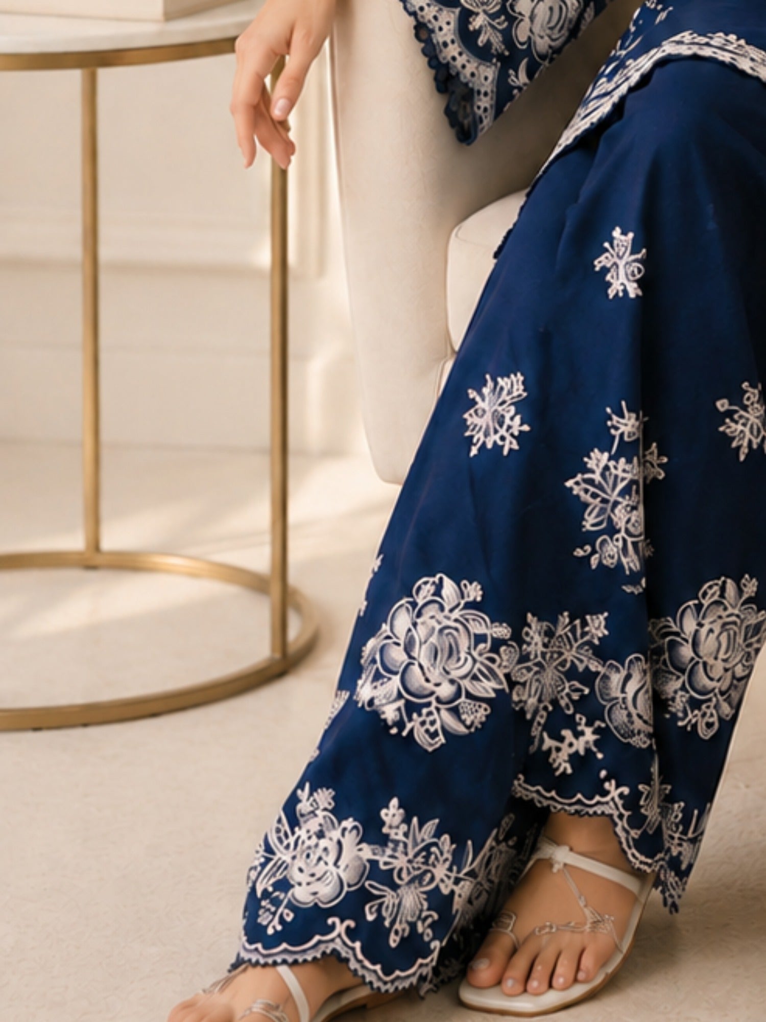 Blue Alina Lime Lawn Embroidered Stitched 3-Piece Suit-Blue Floral