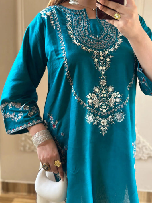 Tehzeeb Libas Lawn Embroidered Stitched 2-Piece Suit-Zirwa
