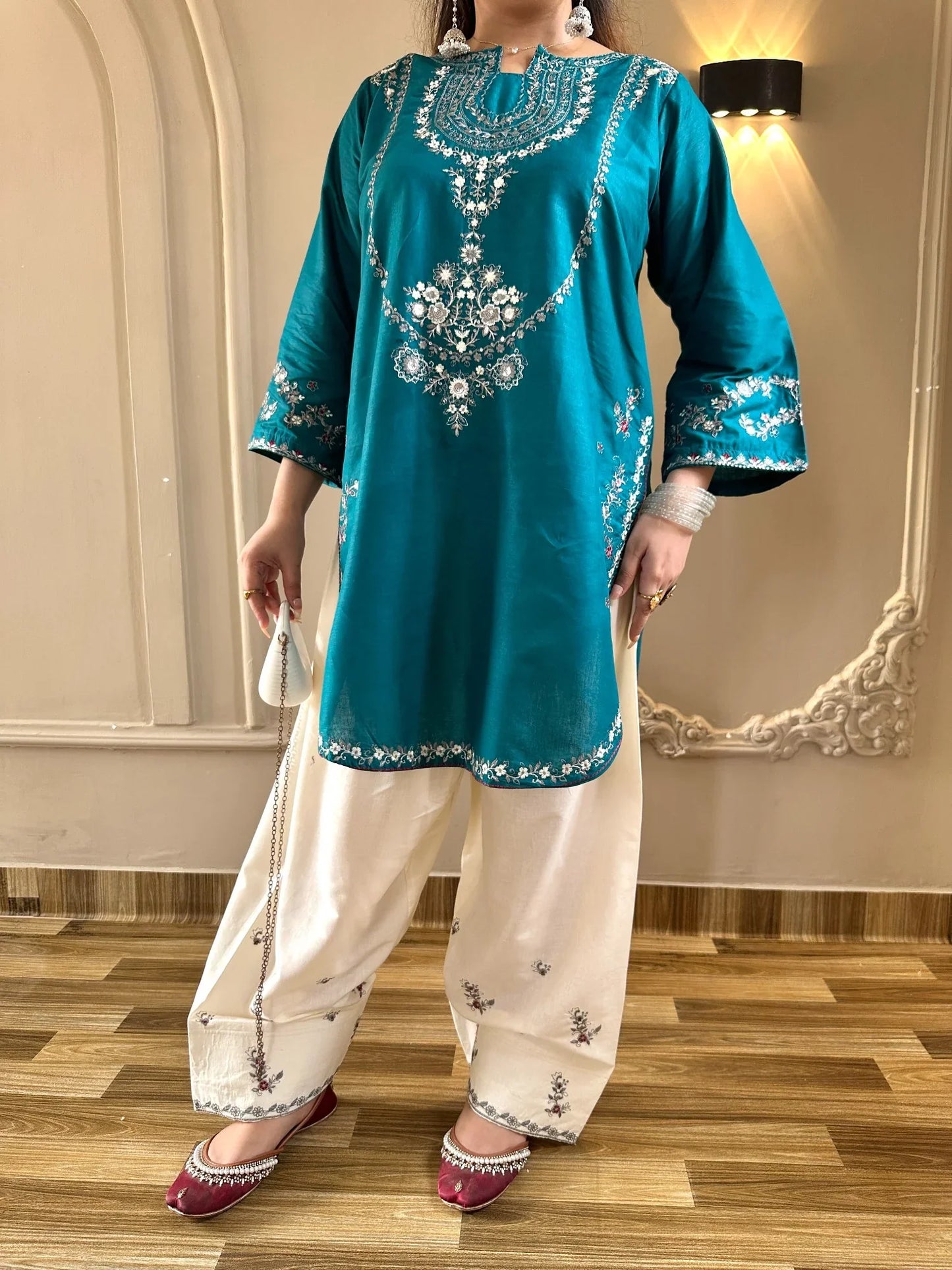 Tehzeeb Libas Lawn Embroidered Stitched 2-Piece Suit-Zirwa